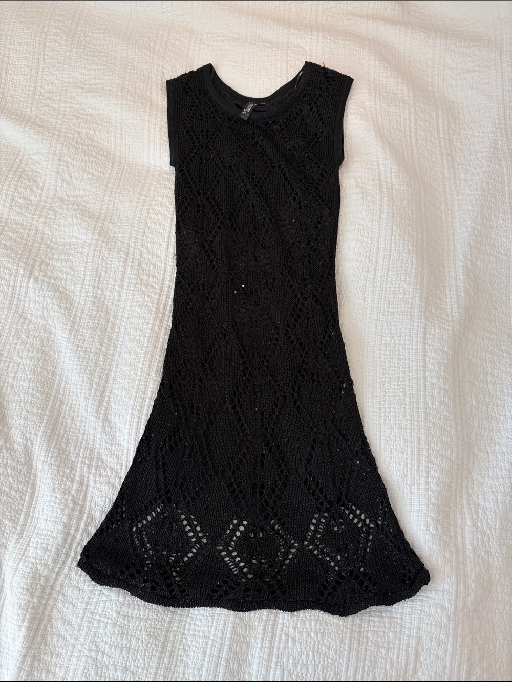 Sleeveless Black Crochet Midi Dress
